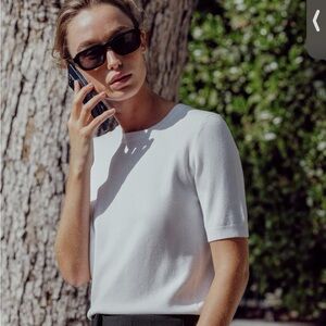 Zara Knit White Short Sleeve Tee